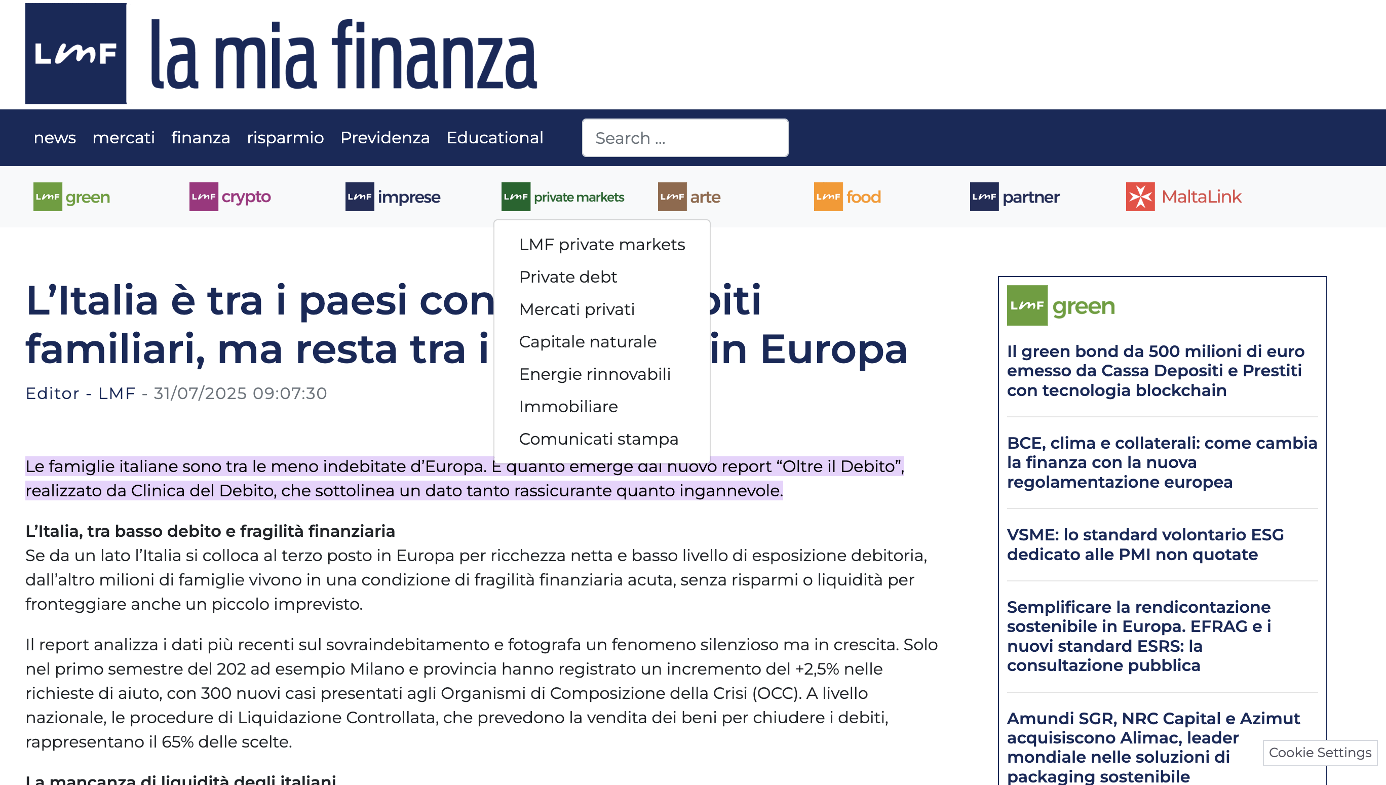 Screenshot di La mia finanza
