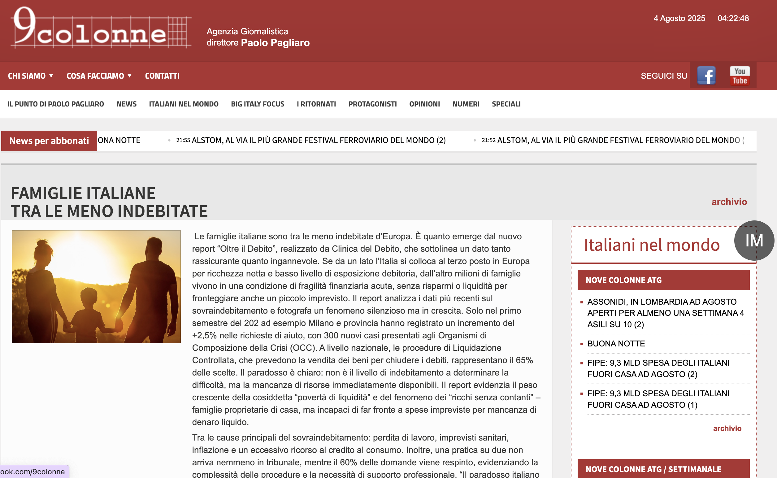 Screenshot di 9 colonne